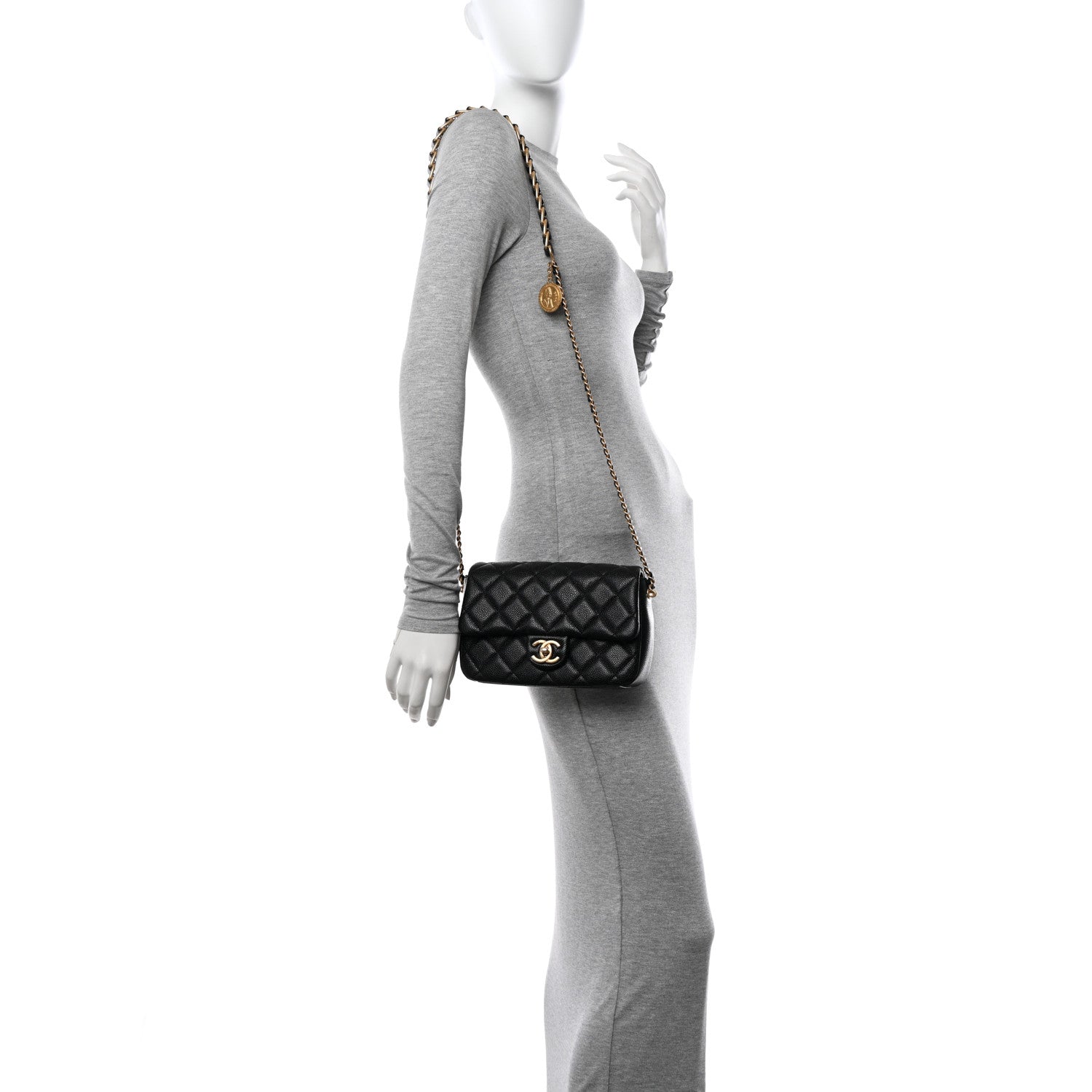 Caviar Quilted Chain Soul Flap Black