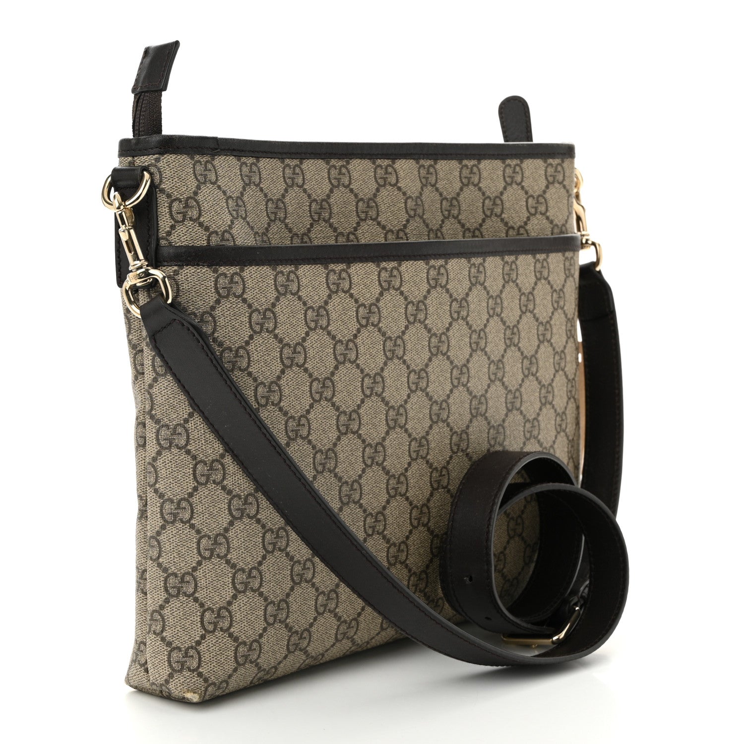 GG Plus Monogram Medium Flat Messenger Bag Dark Brown