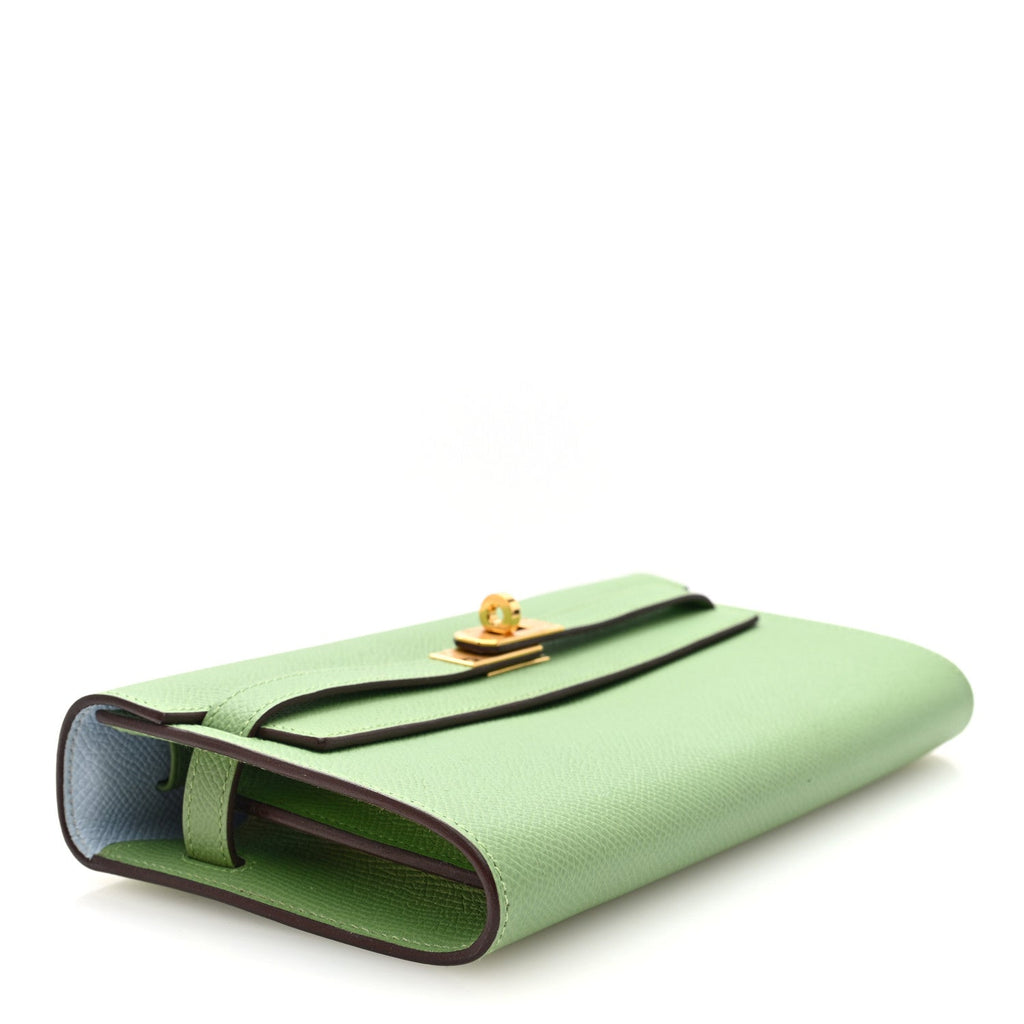 Epsom Verso Kelly Wallet To Go Vert Criquet Bleu Brume