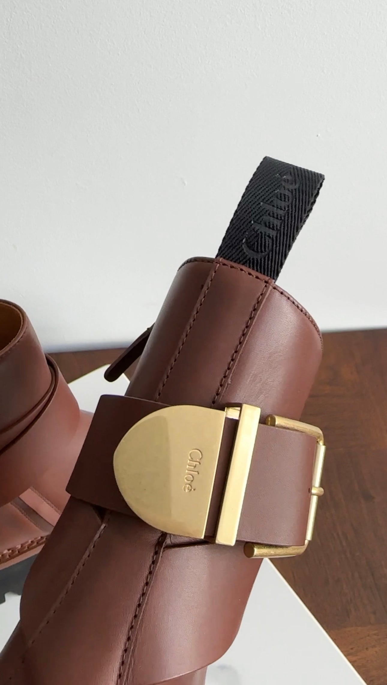 Chloe Owena Brown Leather Ankle Boots - 37