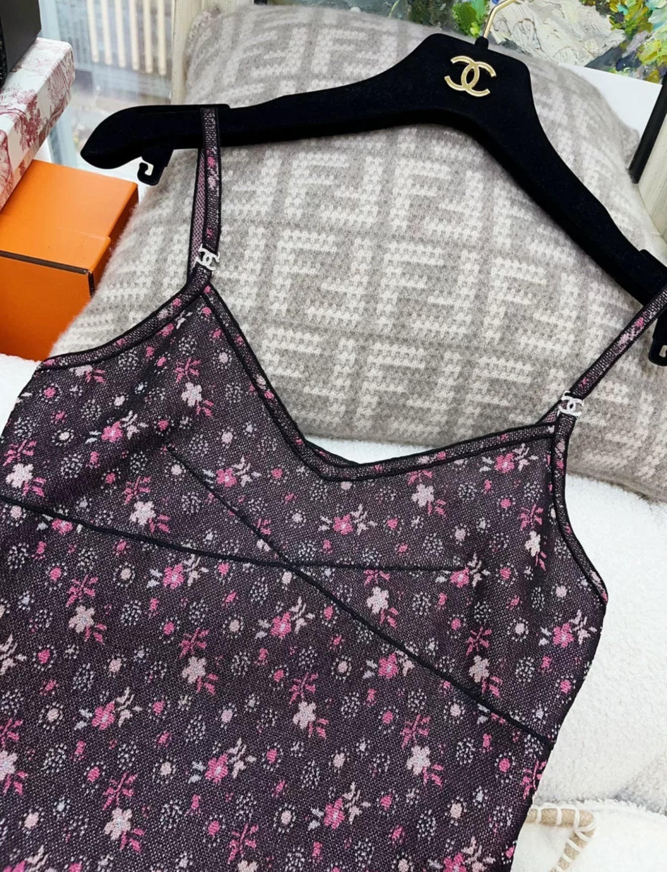 Chanel 24B colorful flower knitted top