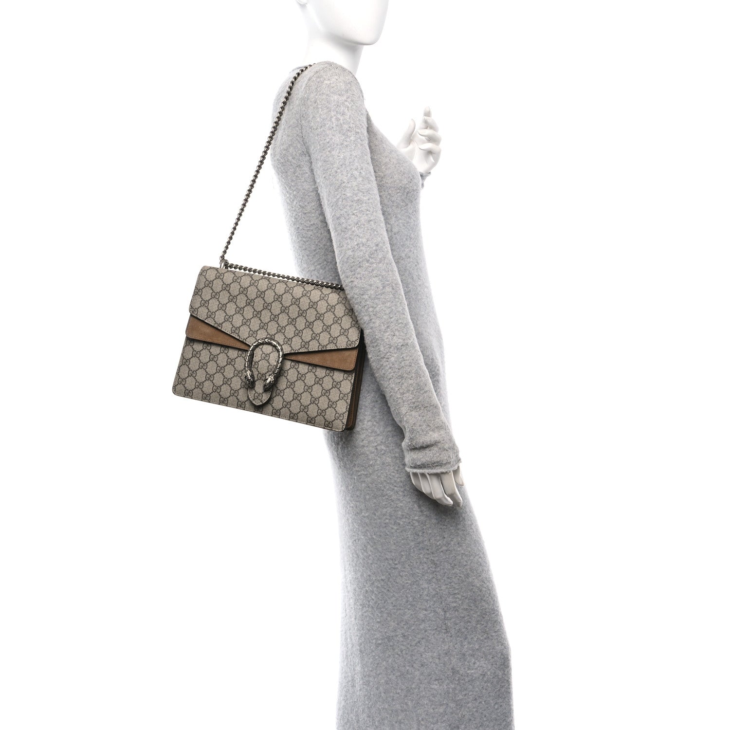 GG Supreme Monogram Medium Dionysus Shoulder Bag Taupe