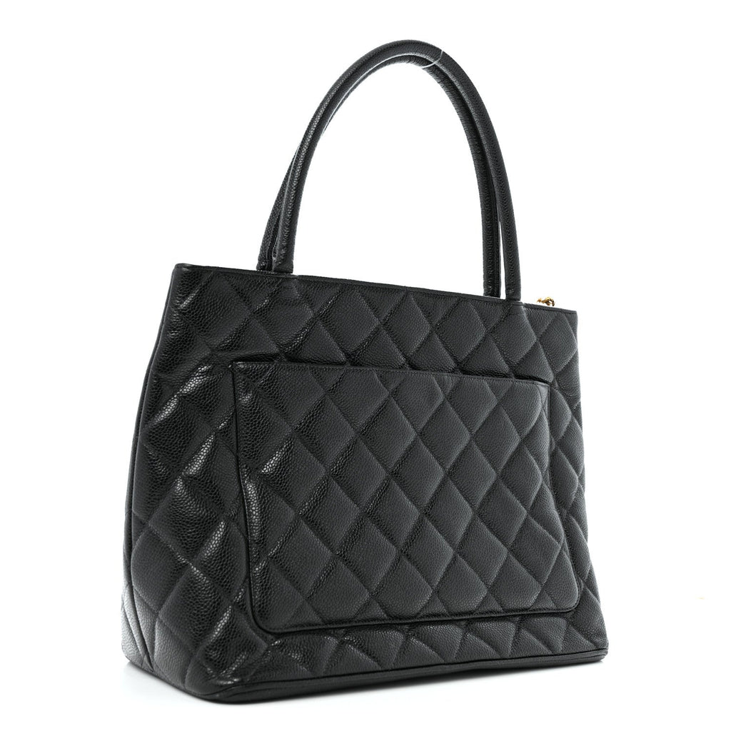Caviar Quilted Medallion Tote Black