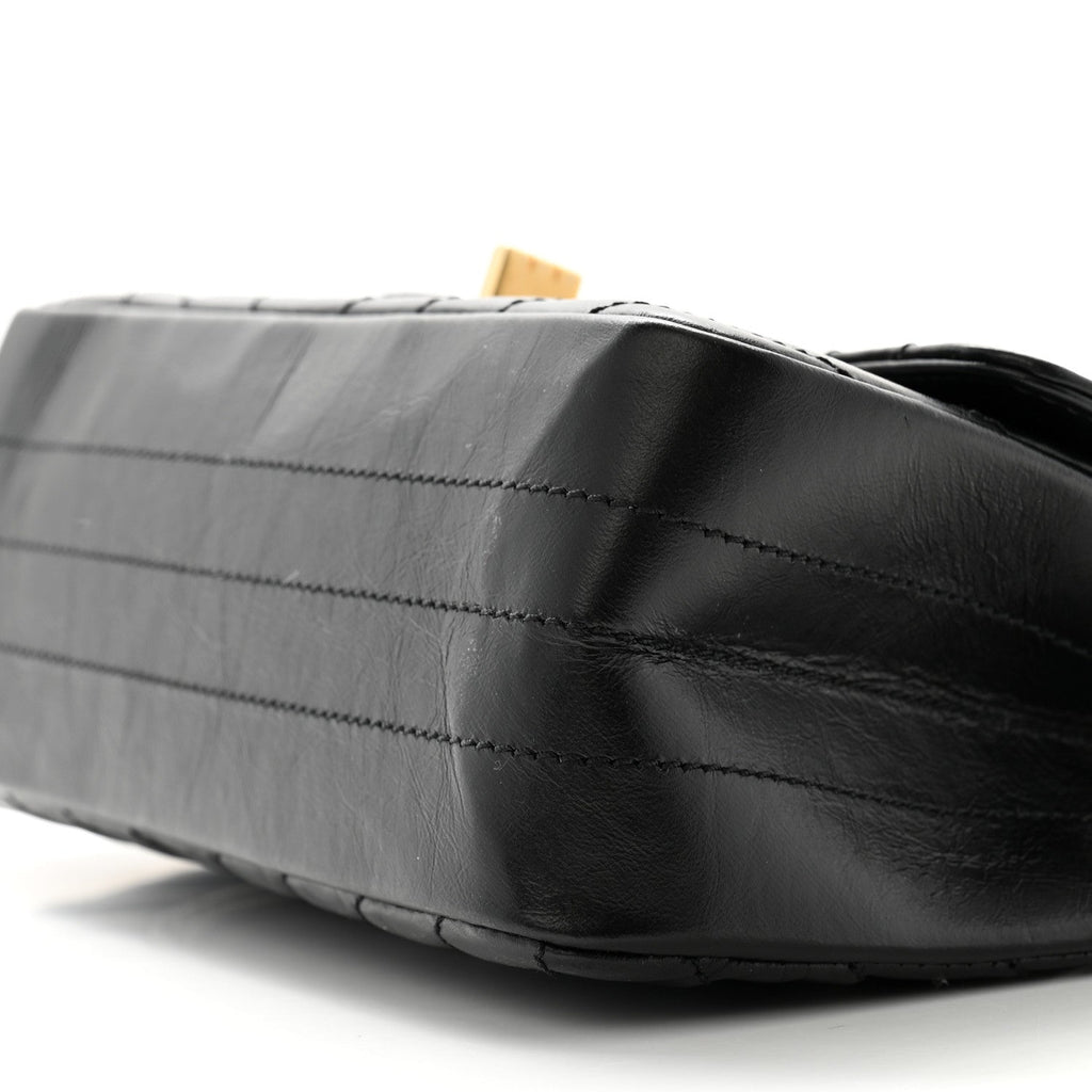 Aged Calfskin Chevron Quilted 2.55 Reissue Mini Flap Black