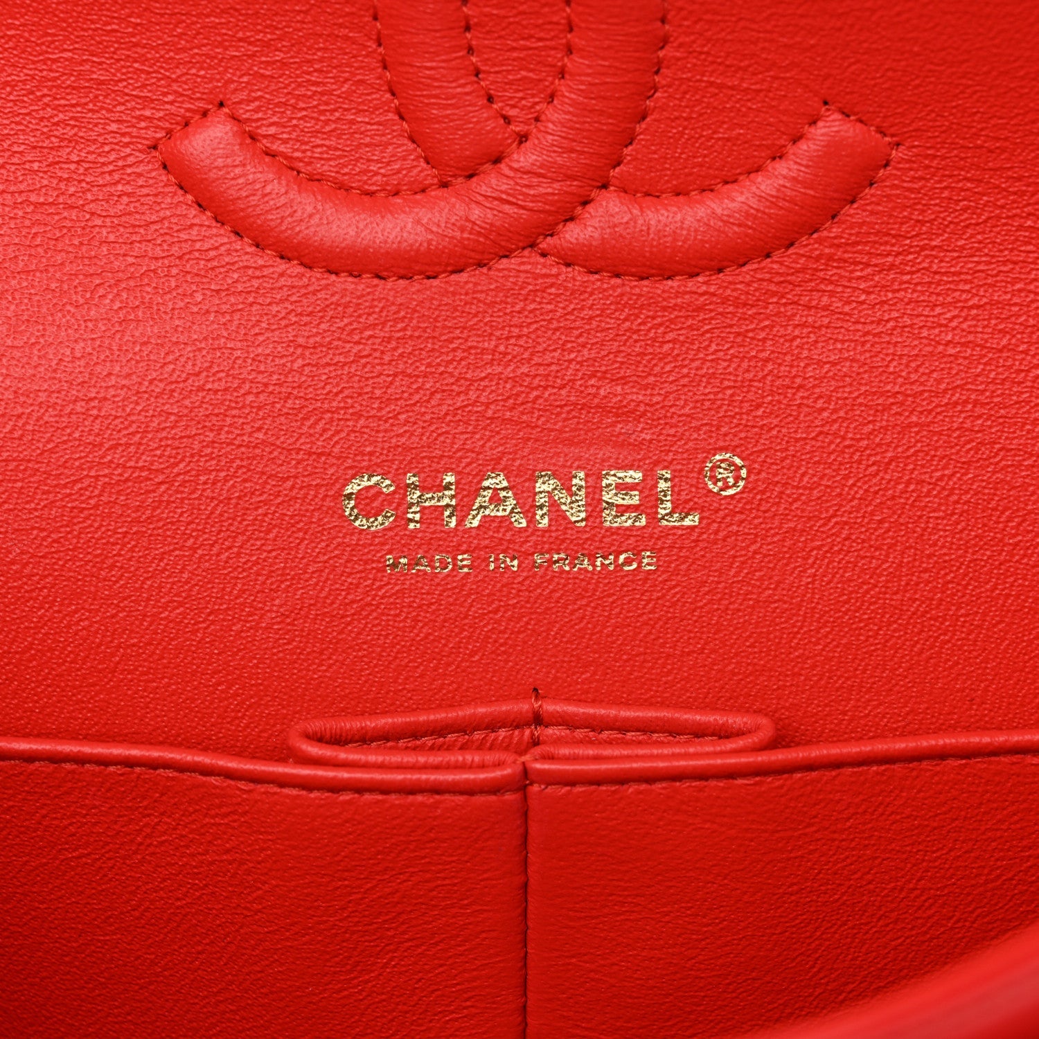 Lambskin Quilted Medium Double Flap Red