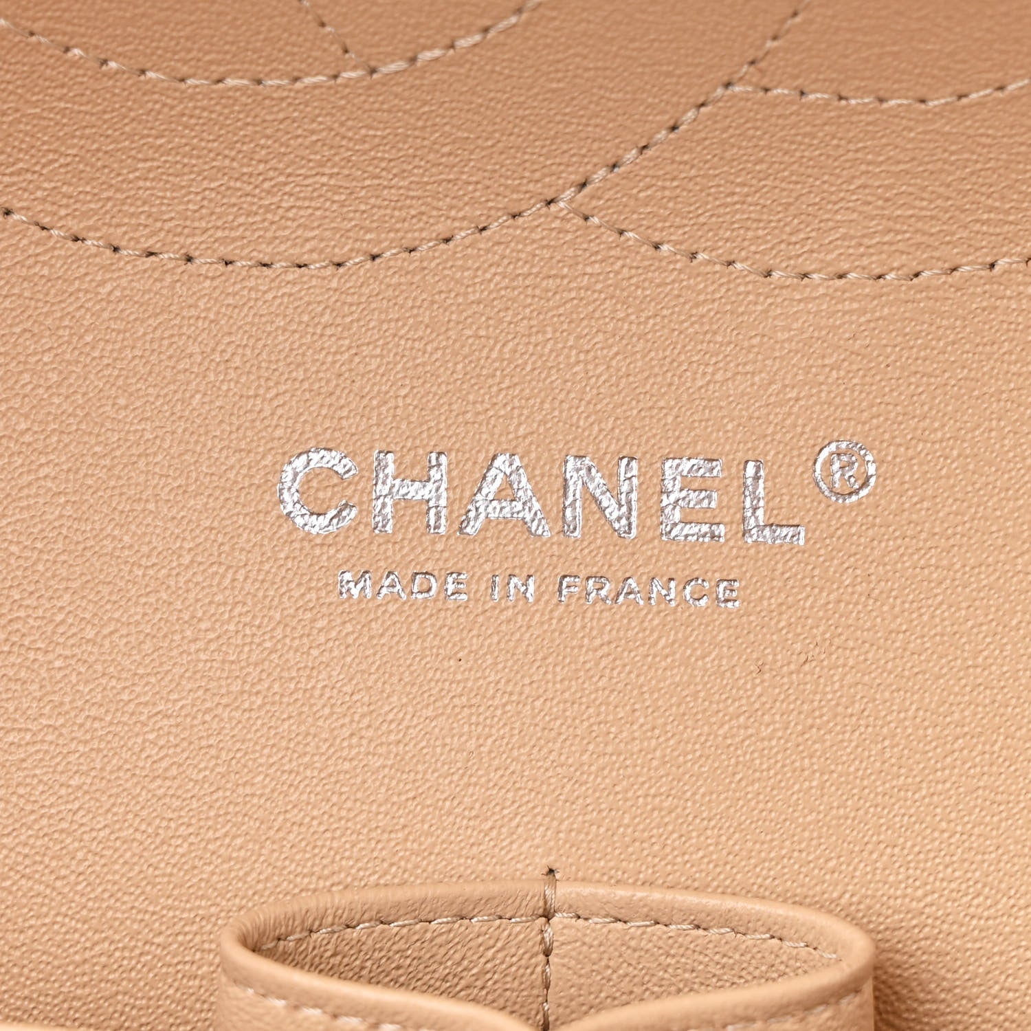 Caviar Quilted Jumbo Double Flap Beige Clair