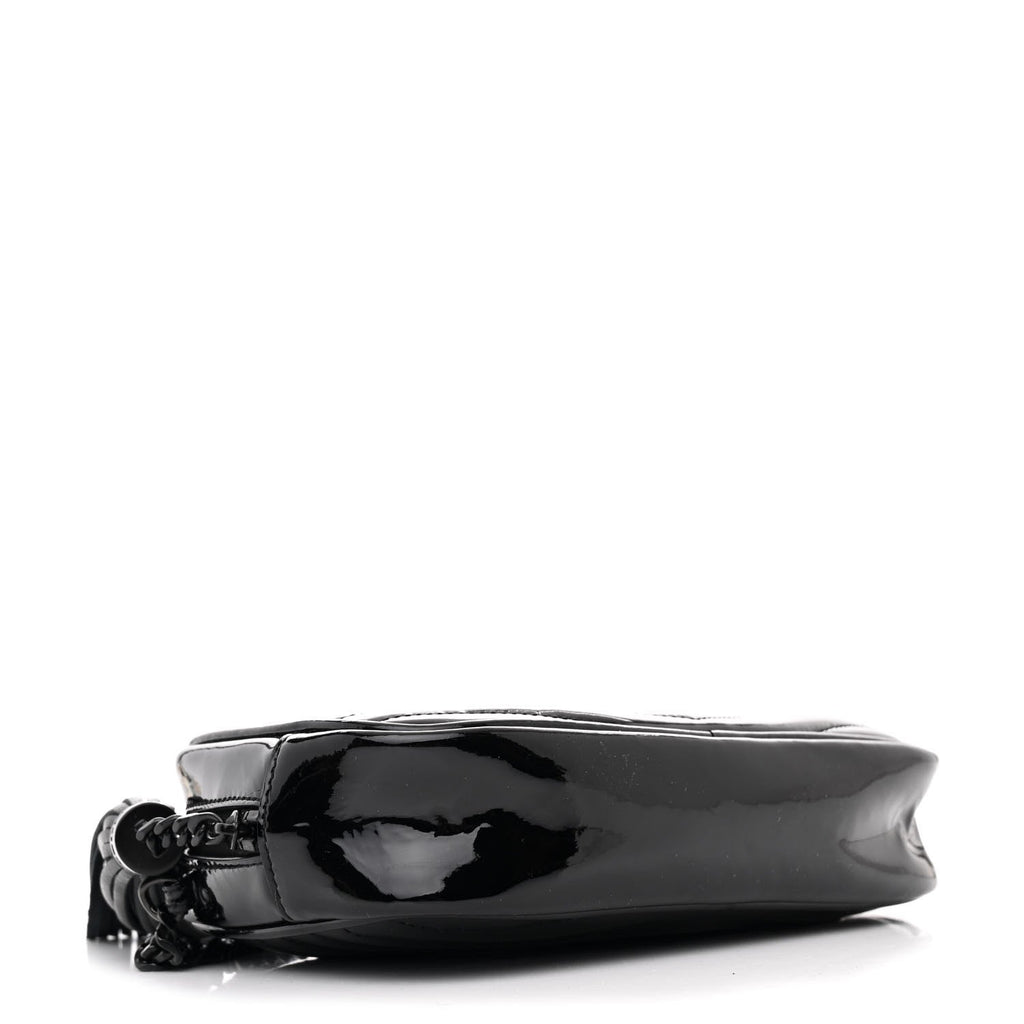 Patent Calfskin Matelasse Monogram Mini Lou Camera Bag Black