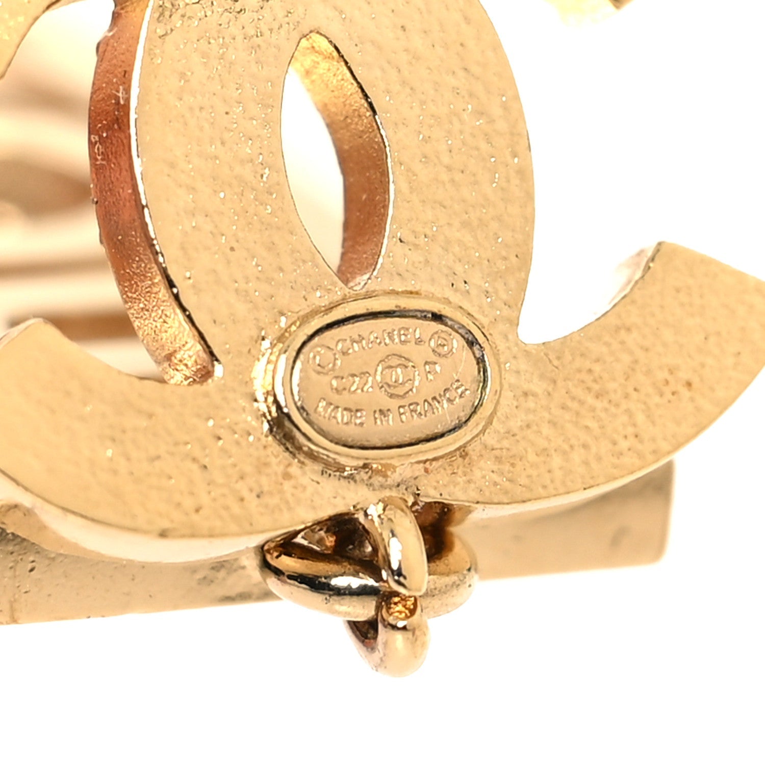 Metal Crystal CC Boy Drop Earrings Gold