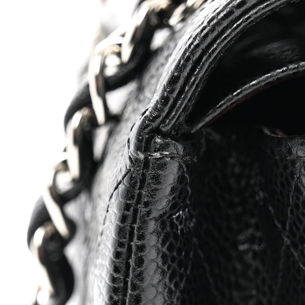 Caviar Quilted Medium Double Flap Black