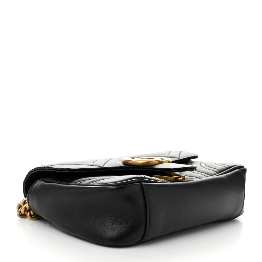 Calfskin Matelasse Mini GG Marmont Shoulder Bag Black