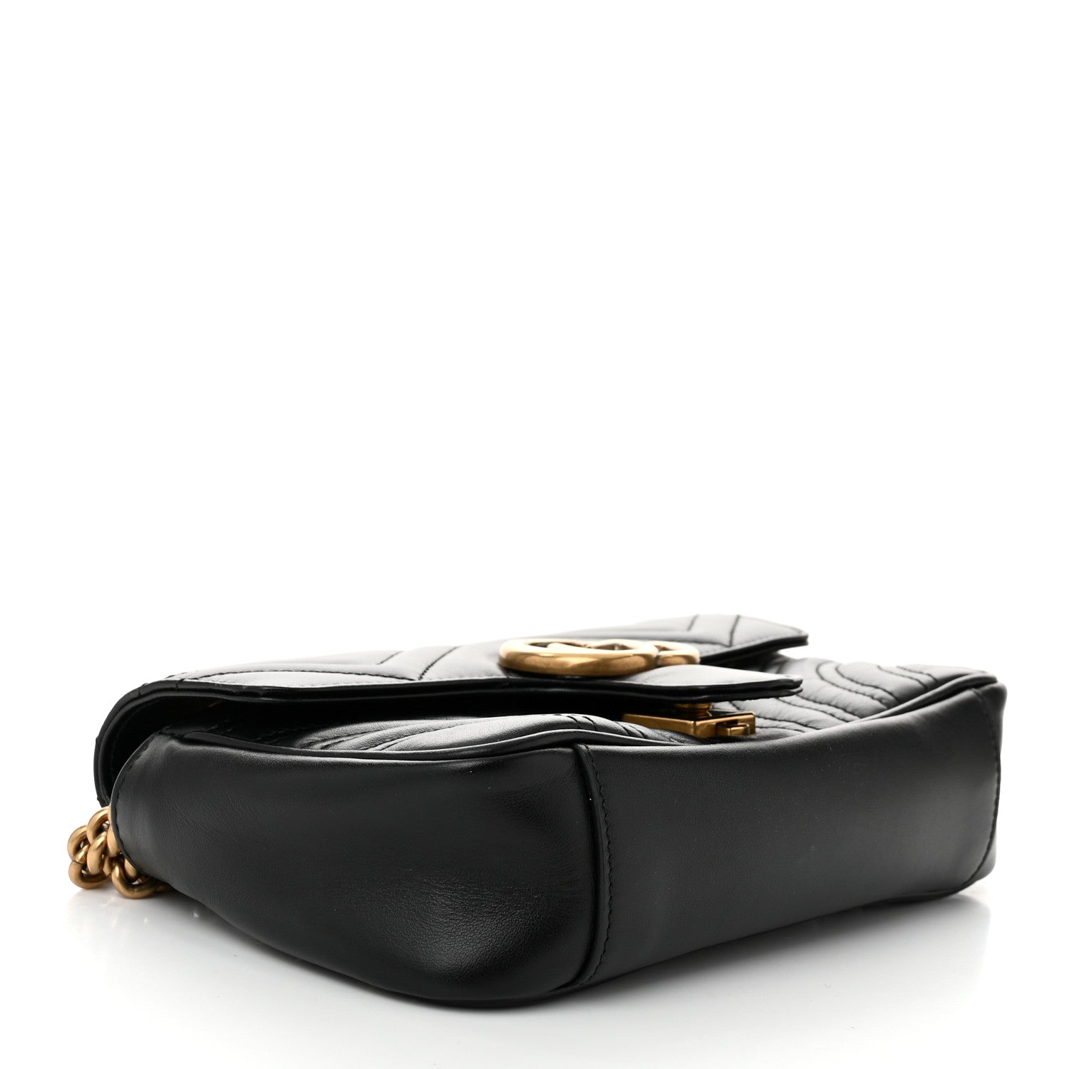 Calfskin Matelasse Mini GG Marmont Shoulder Bag Black