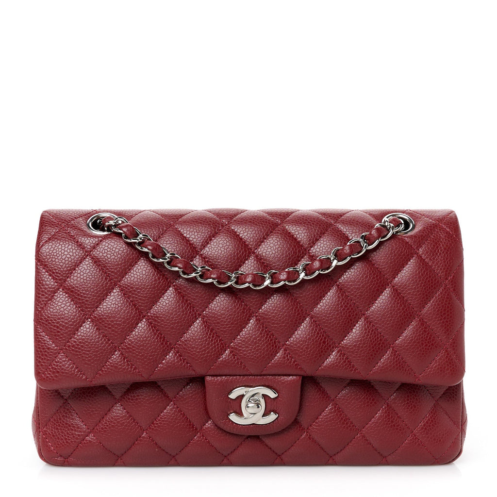 Caviar Quilted Medium Double Flap Red
