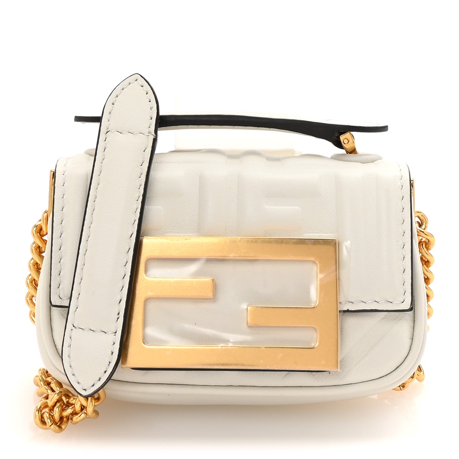 Nappa Matisse FF Embossed Nano Chain Baguette White