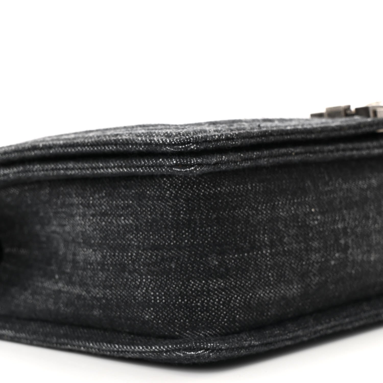 Denim Quilted Medium Boy Flap Black