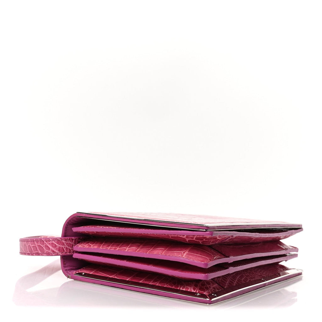 Crocodile Bar Clutch Crossbody Bag Pink