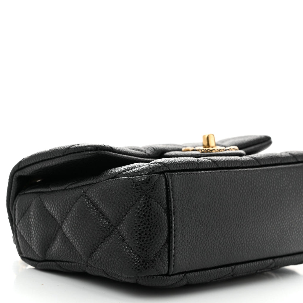 Grained Lambskin Quilted Mini Flap Black