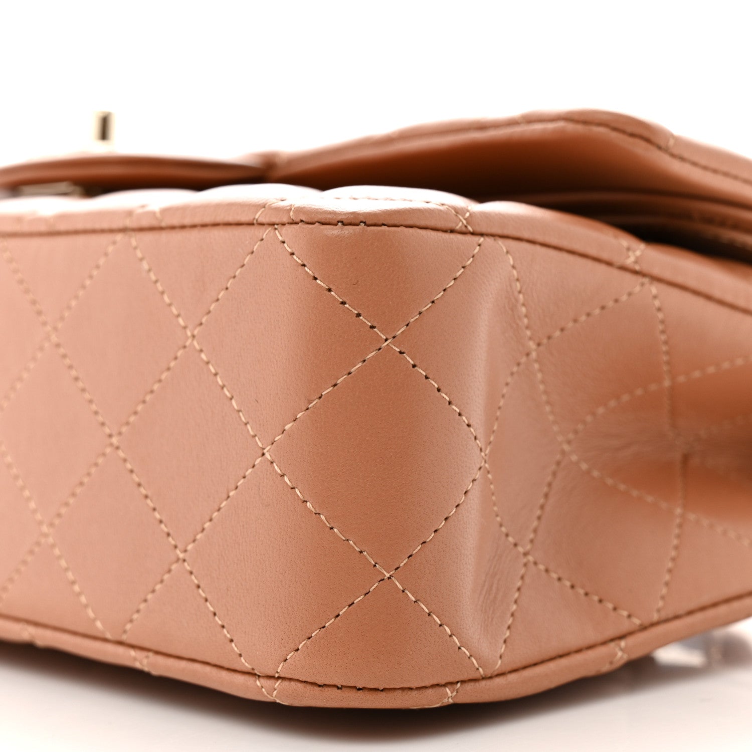 Lambskin Quilted Medium Double Flap Brown