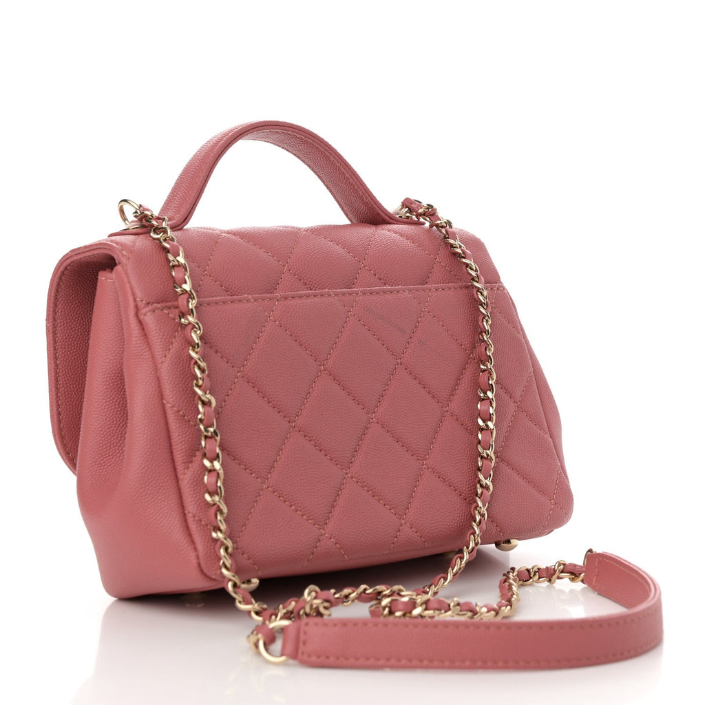Caviar Quilted Small Business Affinity Flap Dark Pink