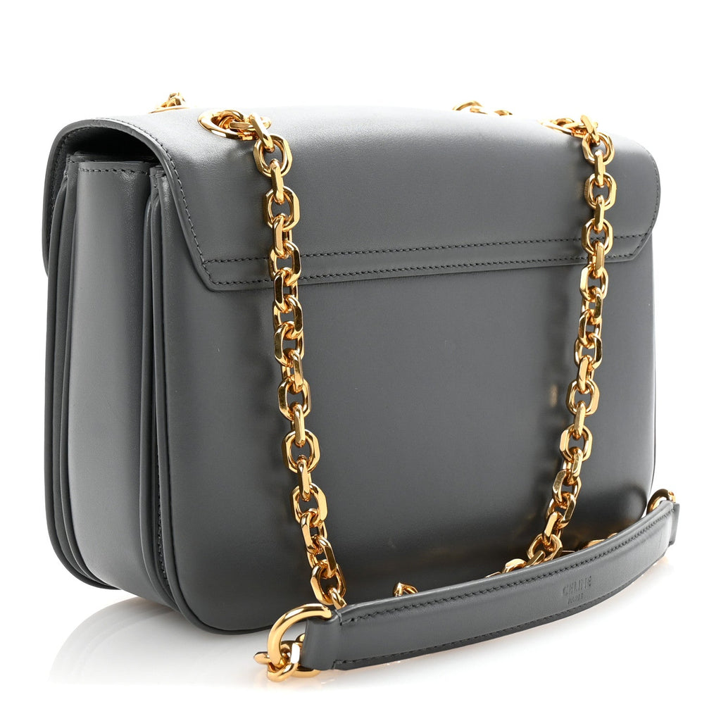 Shiny Calfskin Medium C Bag Grey