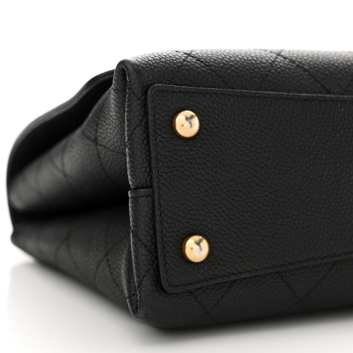 Grained Calfskin Stitched Flap Black