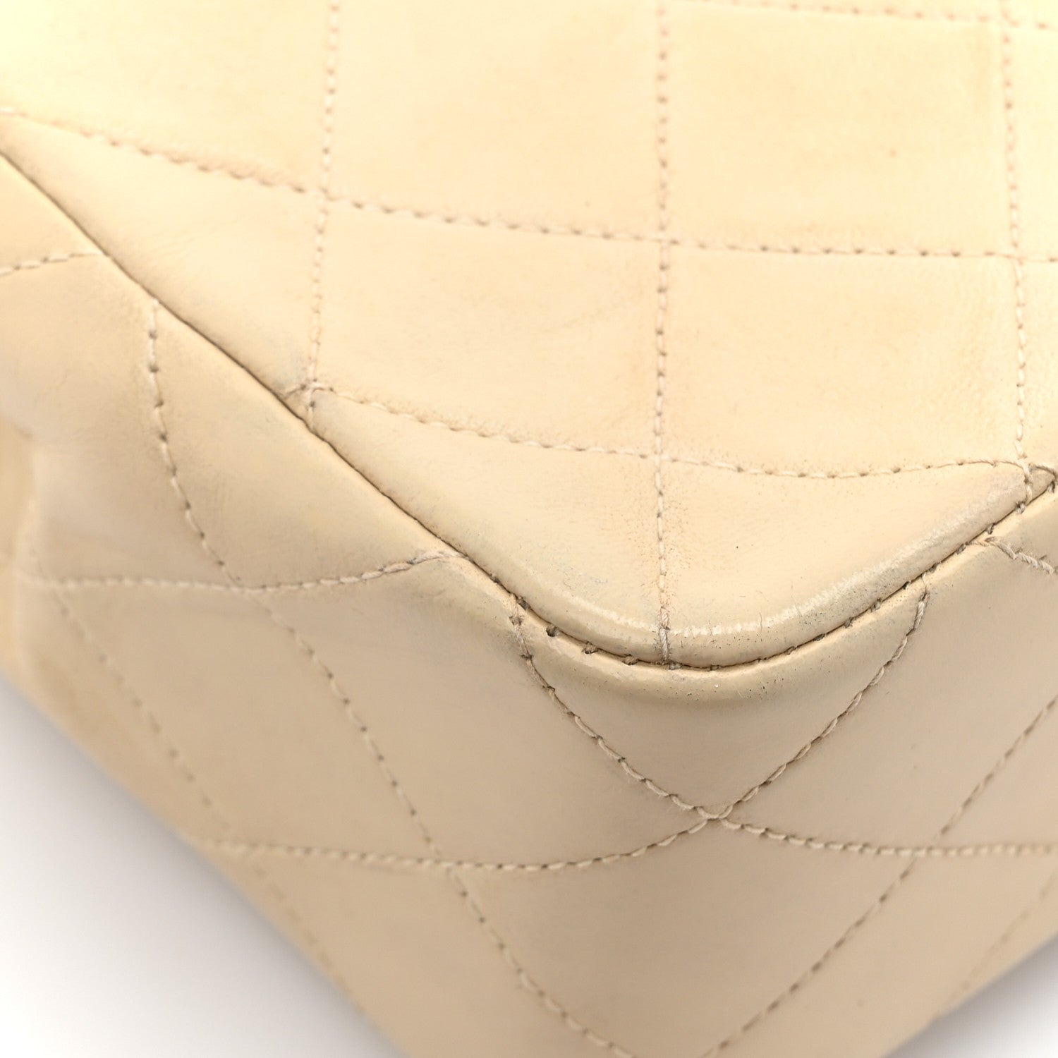 Lambskin Quilted Small Single Flap Beige