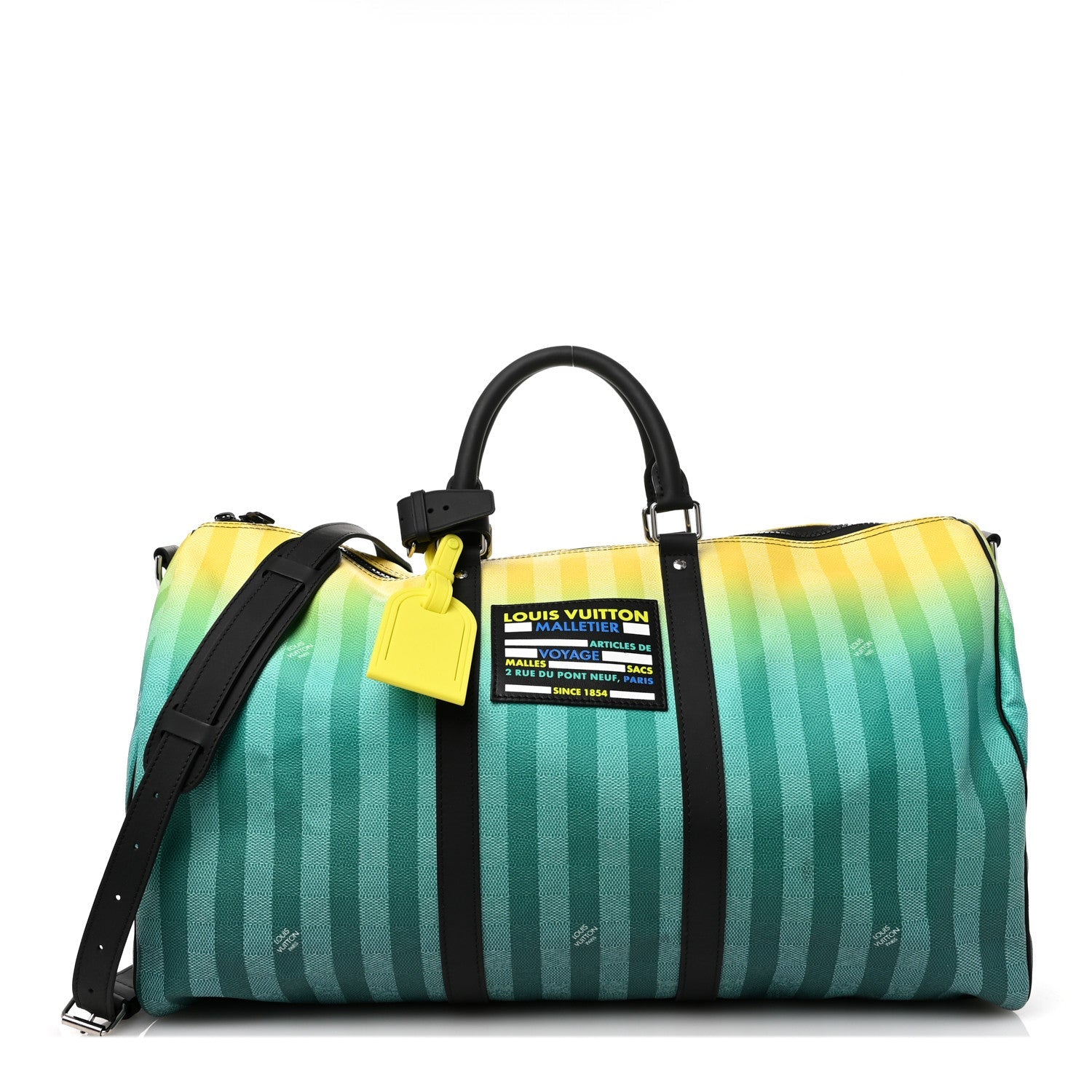 Damier Striped Keepall Bandouliere 50 Gradient Green