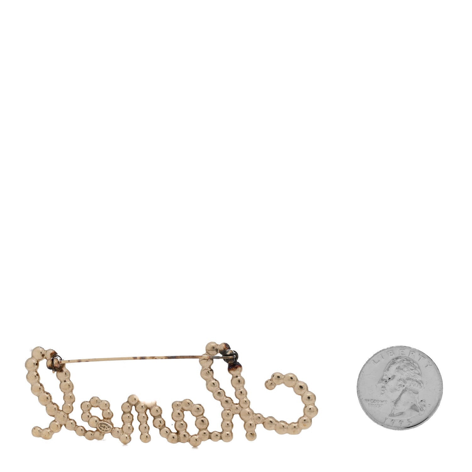 Crystal Pearl Logo Brooch Gold