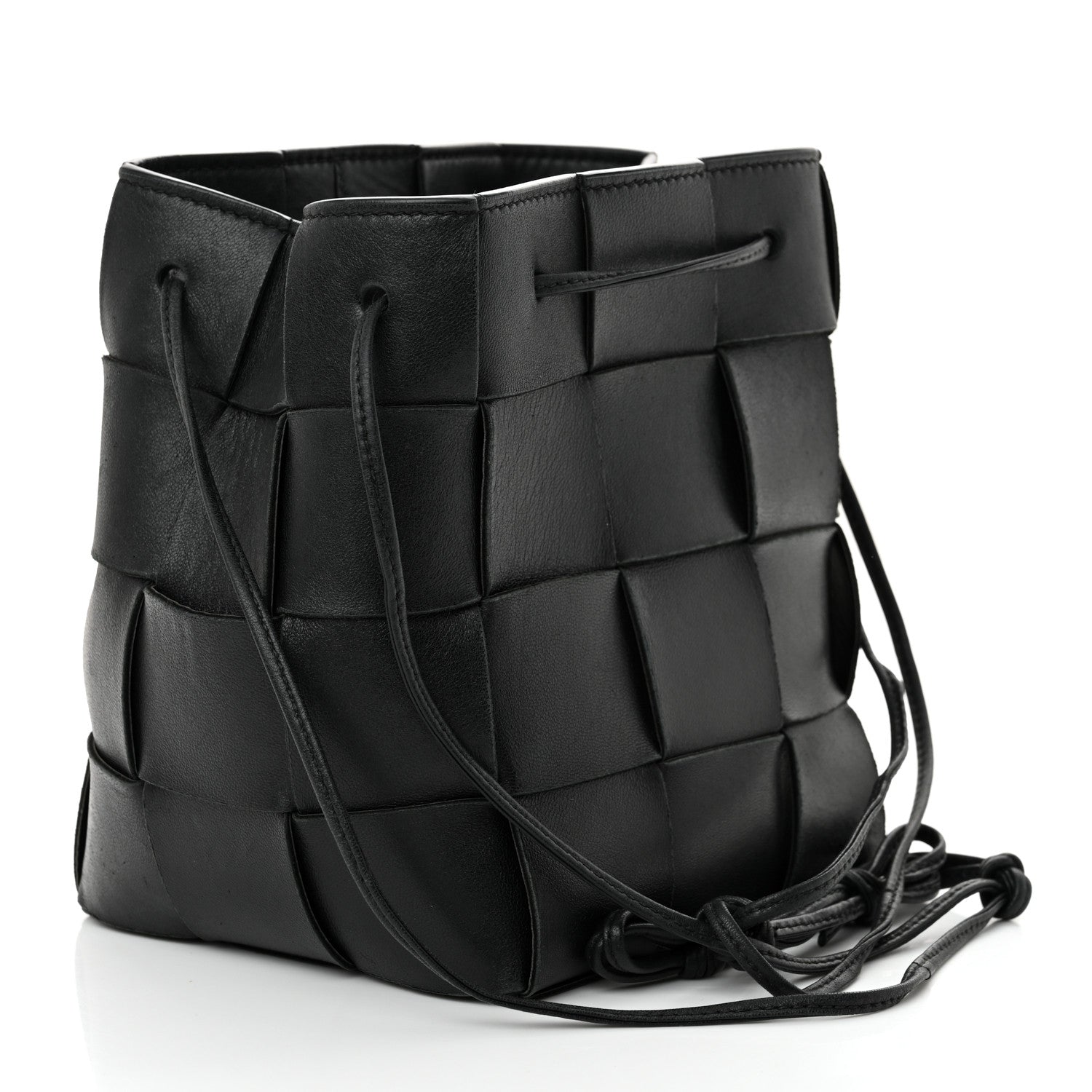 Nappa Maxi Intrecciato Cassette Bucket Bag Black
