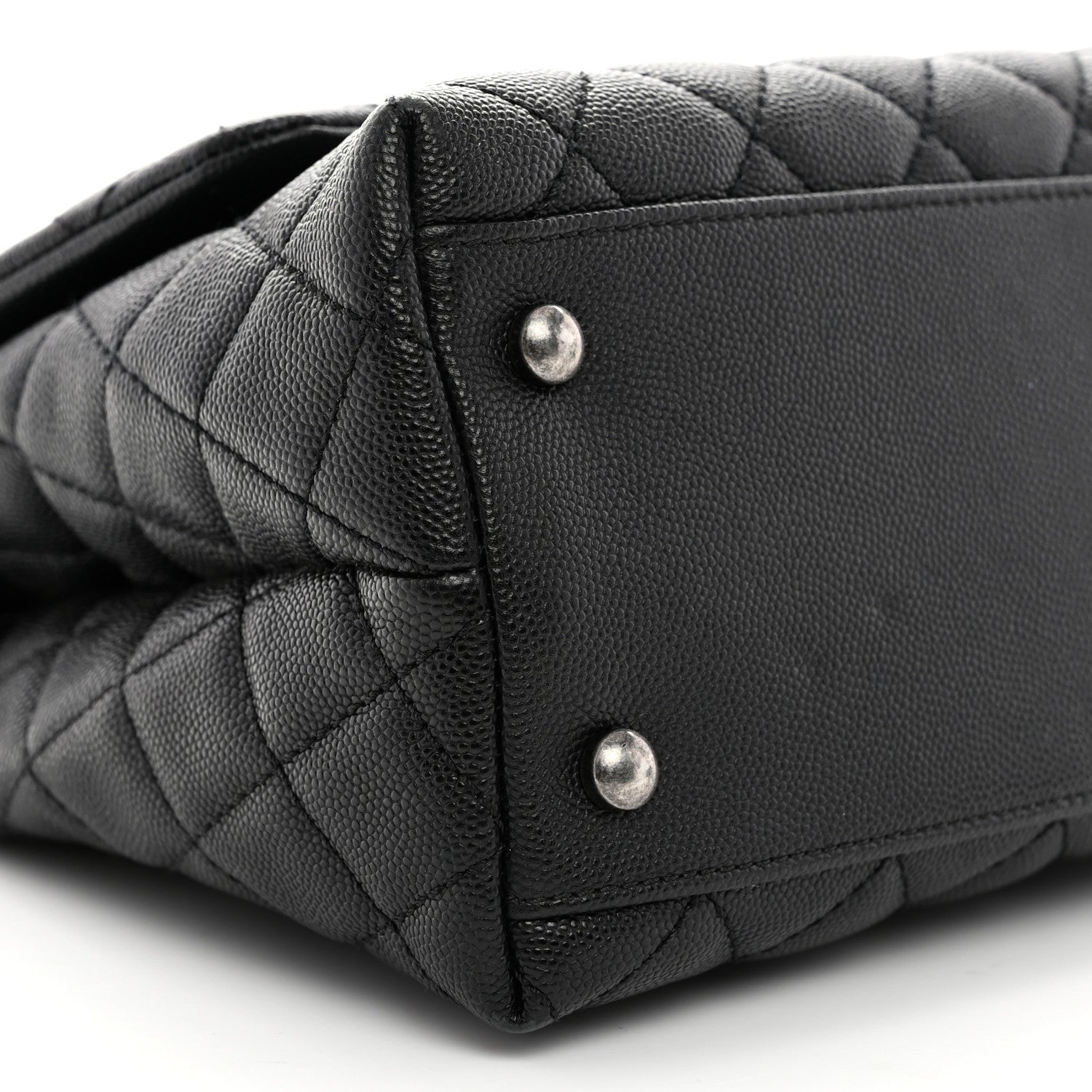 Caviar Lizard Embossed Quilted Small Coco Handle Flap Black