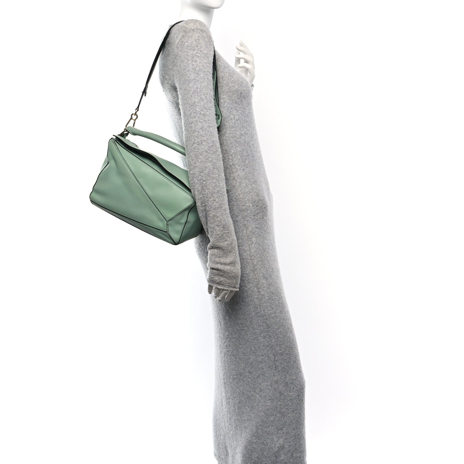 Calfskin Medium Puzzle Bag Sea Water Green