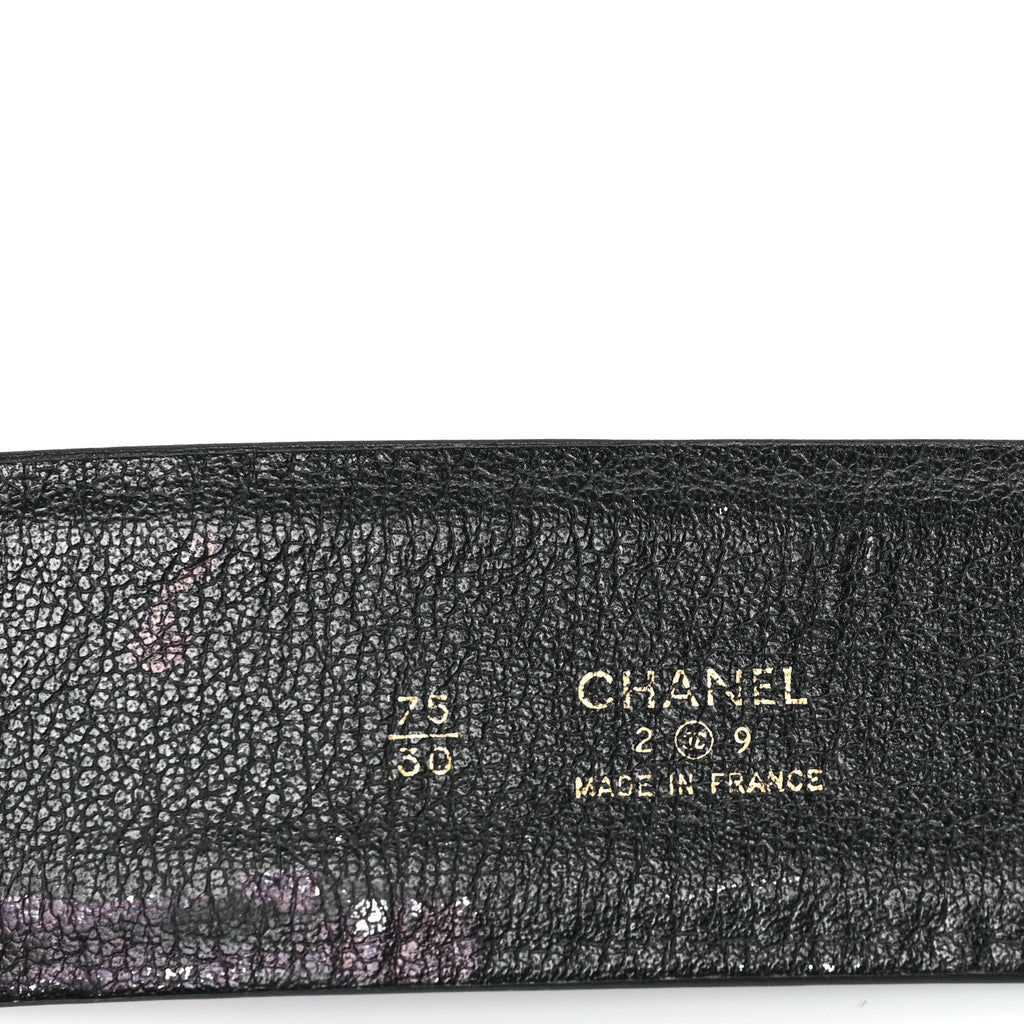 Lambskin Chain Square Buckle Belt  75 30 Black