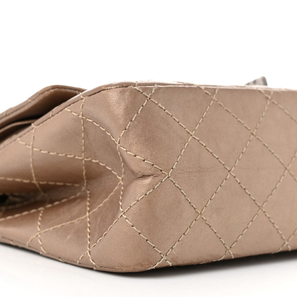 Metallic Aged Calfskin Quilted 2.55 Reissue 225 Flap Dark Gold