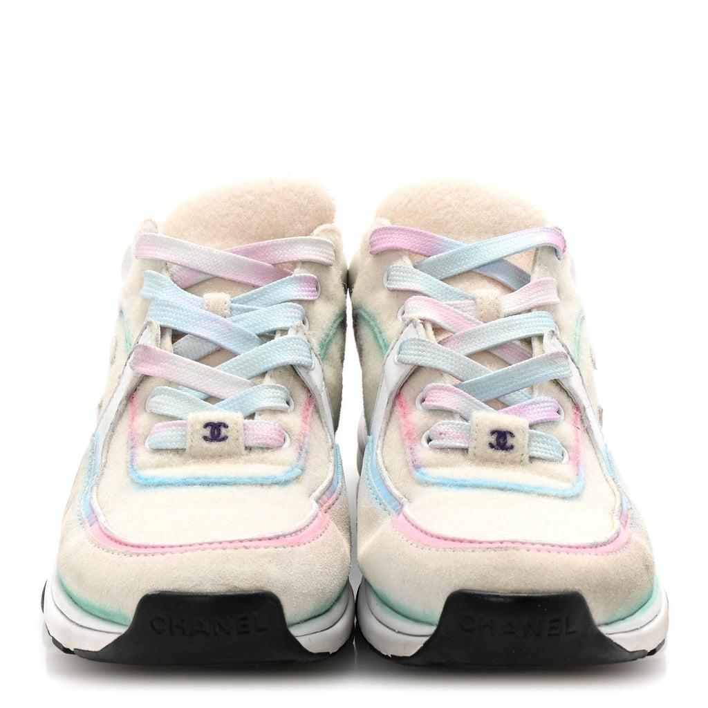 Wool Suede Calfskin CC Sneakers 36.5 Multicolor