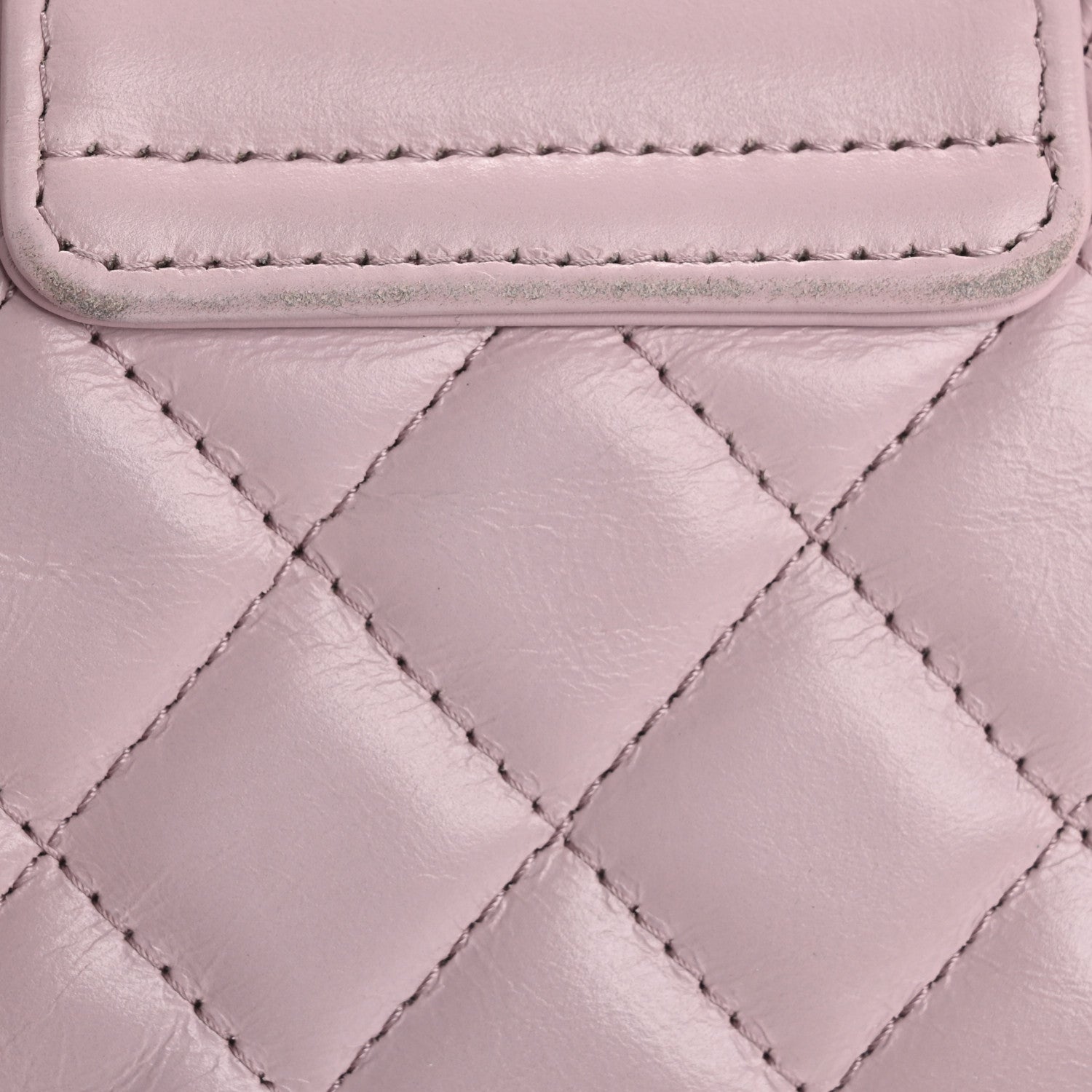 Shiny Aged Calfskin Quilted Mini Nano Kelly Shopper Light Pink