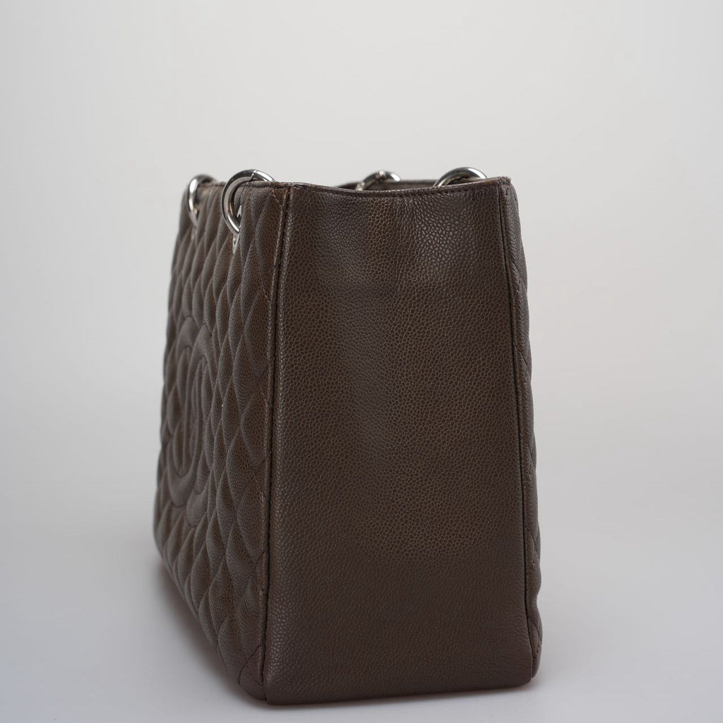 Chanel Brown GST Grand Shopping Tote  Bag in Caviar Leather with  Silver Hardware