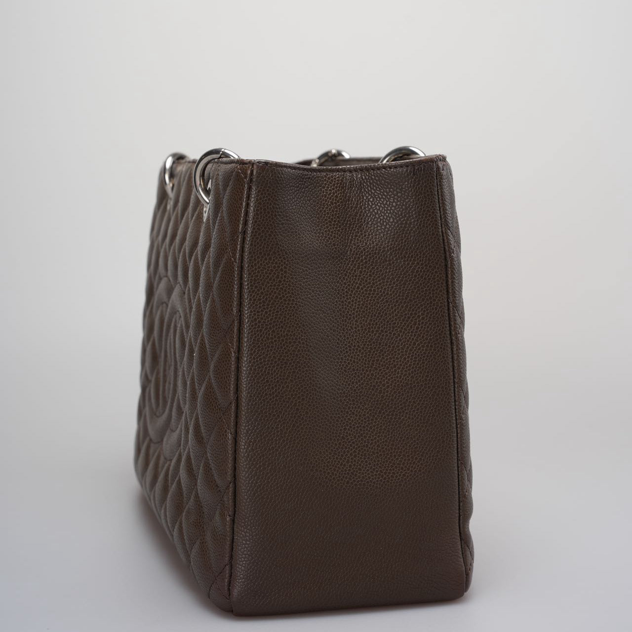 Chanel Brown GST Grand Shopping Tote  Bag in Caviar Leather with  Silver Hardware