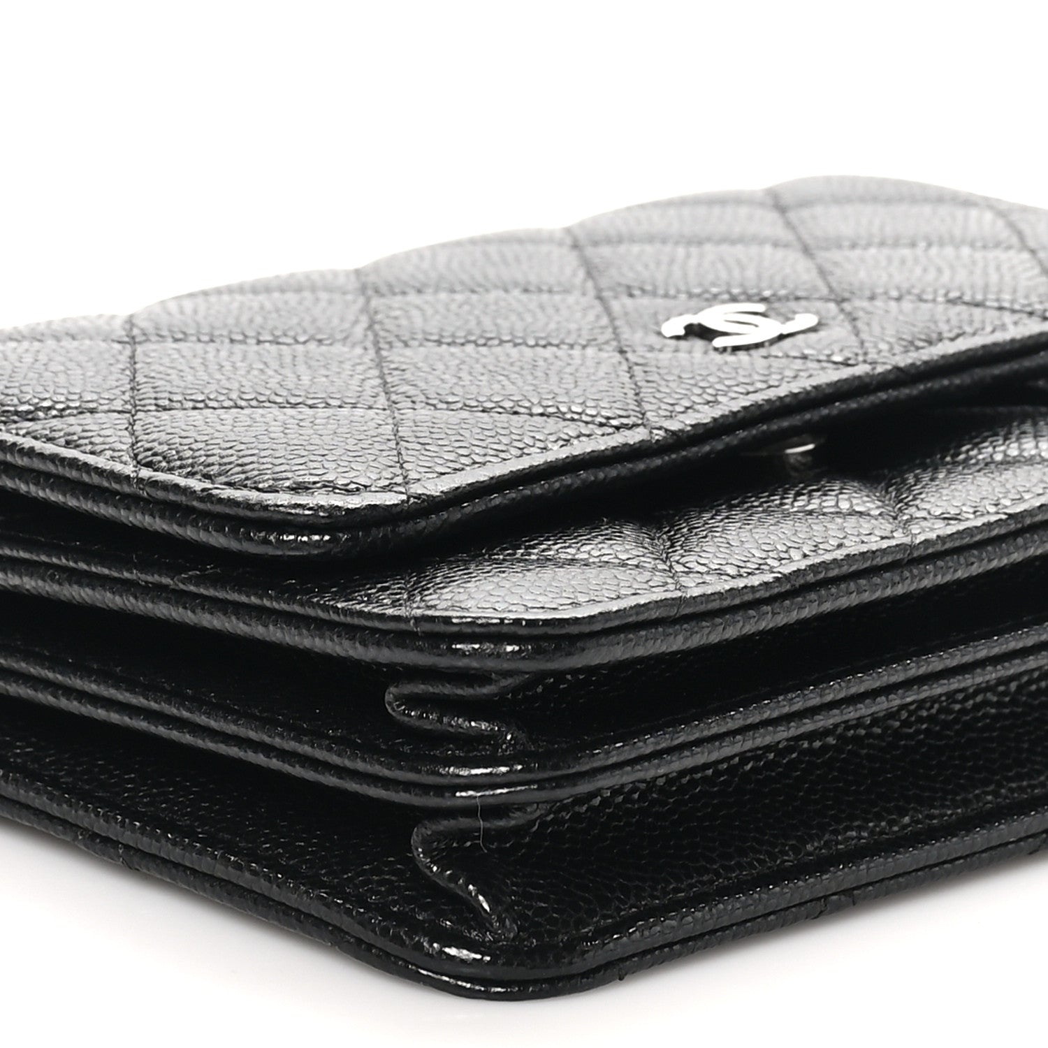Caviar Quilted Mini Wallet On Chain WOC Black
