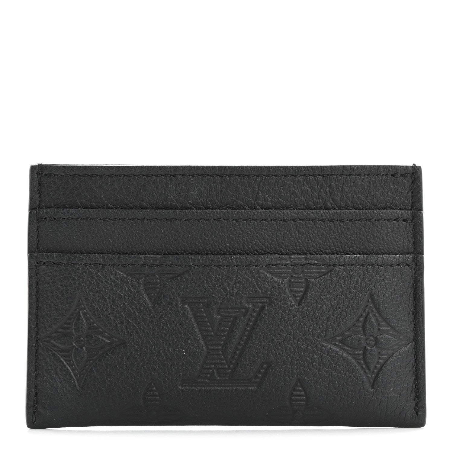Calfskin Monogram Shadow Double  Holder Black