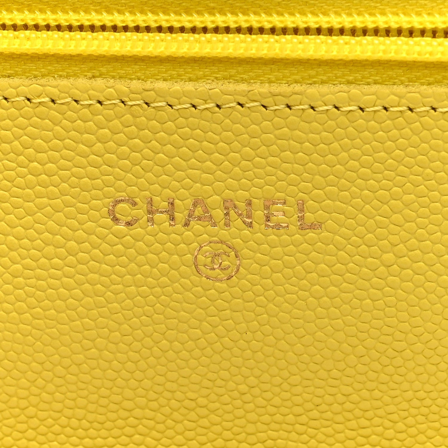 Caviar Quilted Wallet on Chain WOC Yellow
