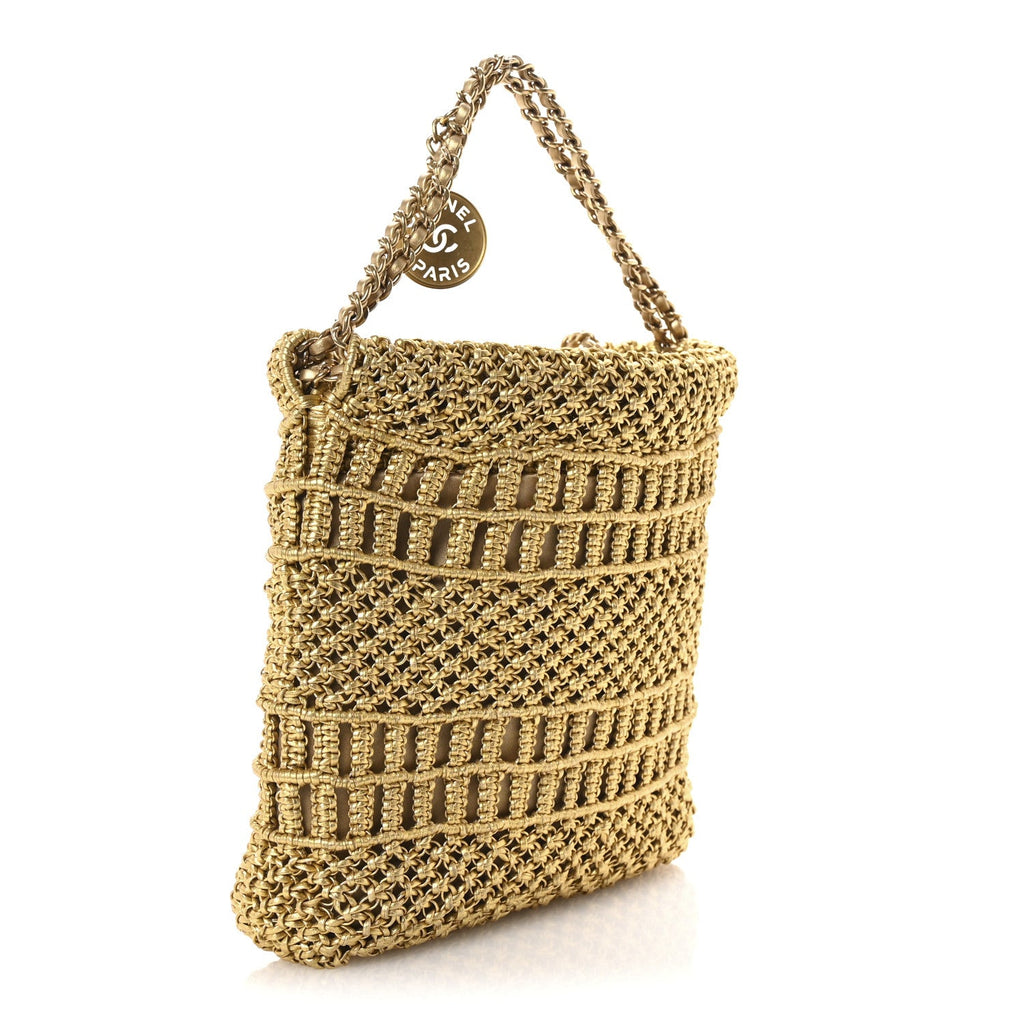 Metallic Calfskin Macrame Mini Chanel 22 Gold