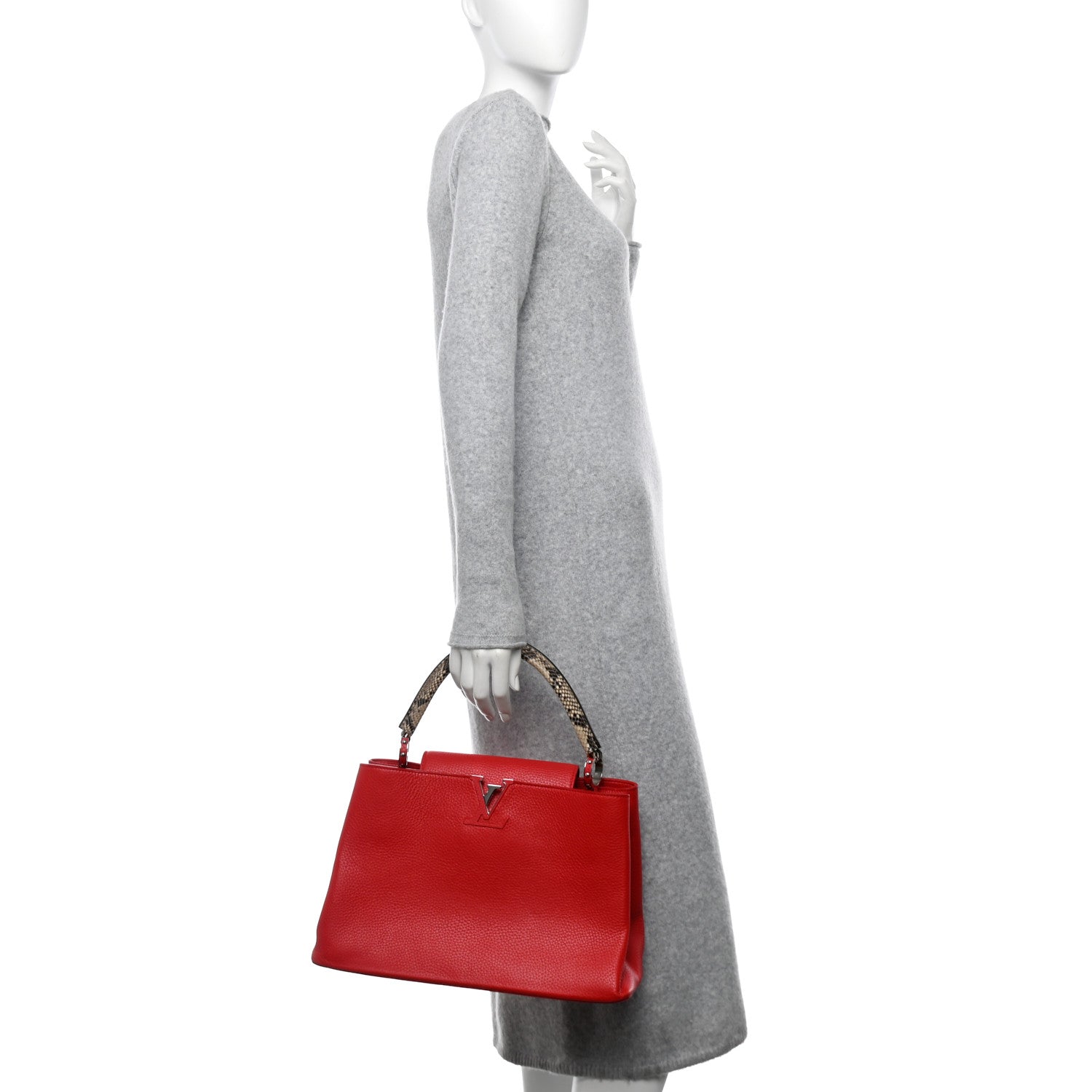 Taurillon Snakeskin Capucines MM Rubis