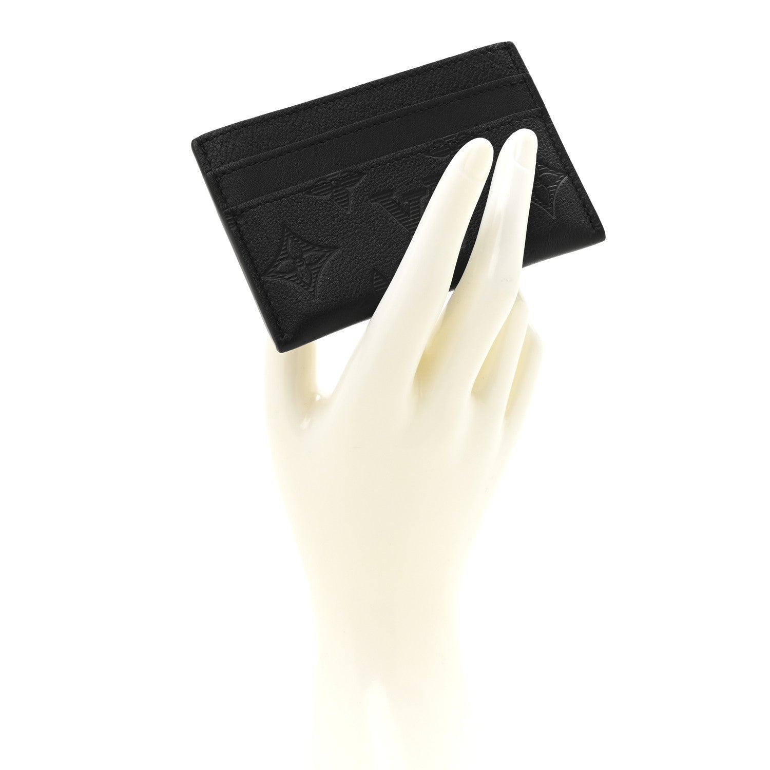 Calfskin Monogram Shadow Double  Holder Black