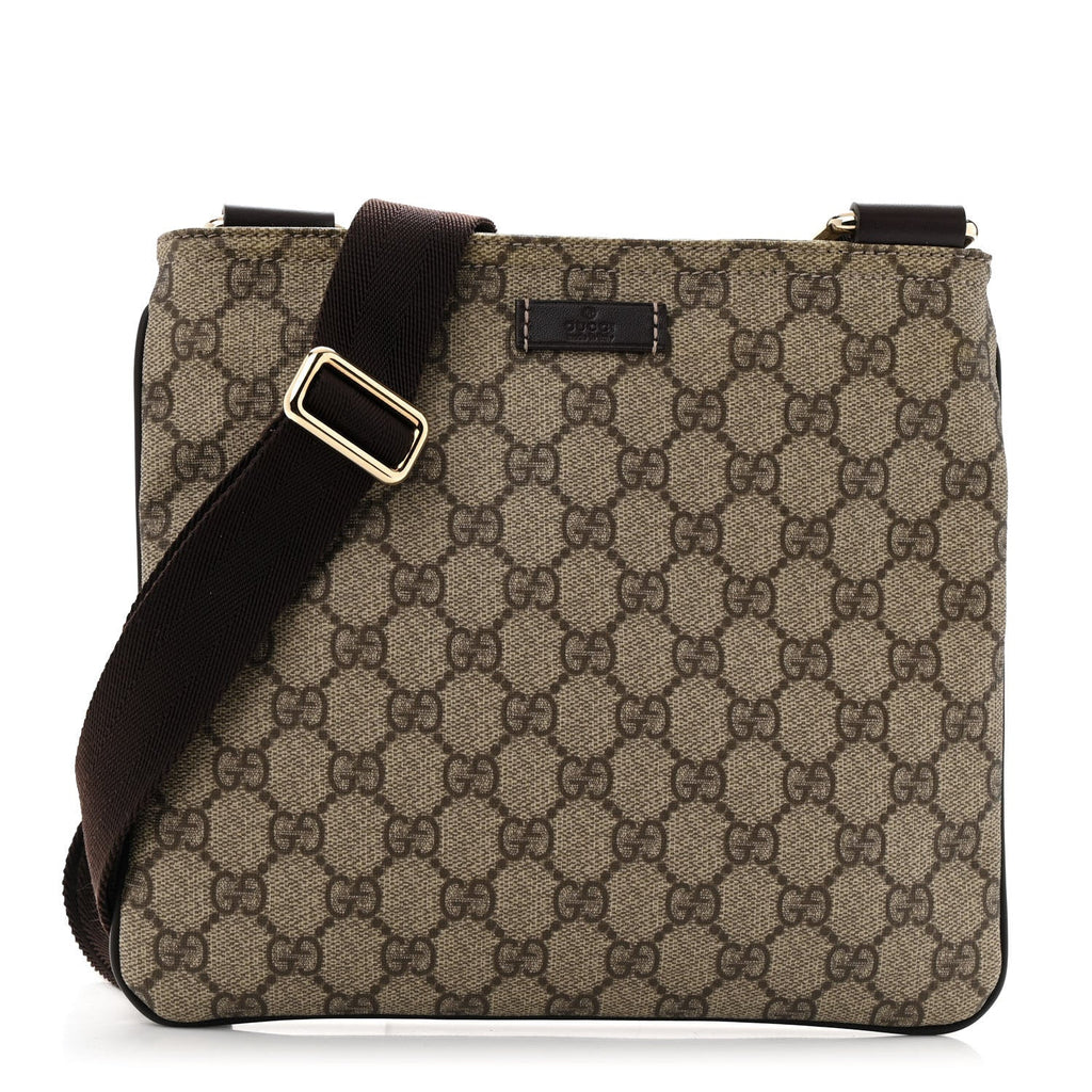 GG Supreme Monogram Small Flat Messenger Bag Dark Brown
