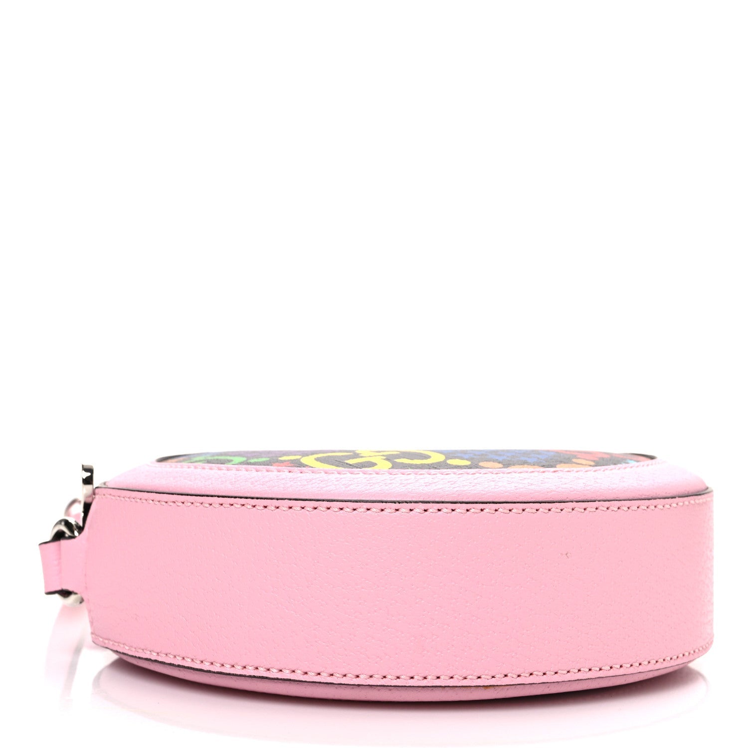 GG Supreme Monogram Psychedelic Round Shoulder Bag Black Multicolor Sugar Pink