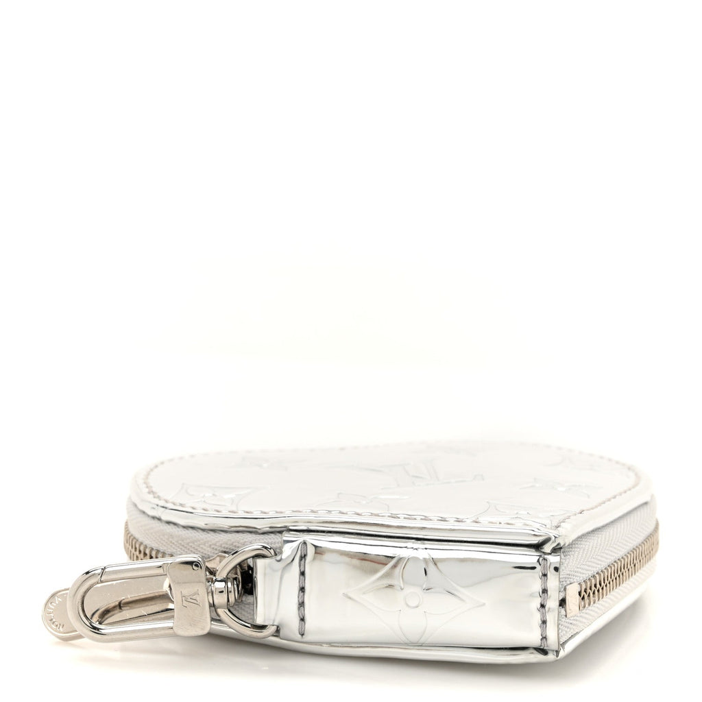 Monogram Mirror Heart Coin Purse Silver