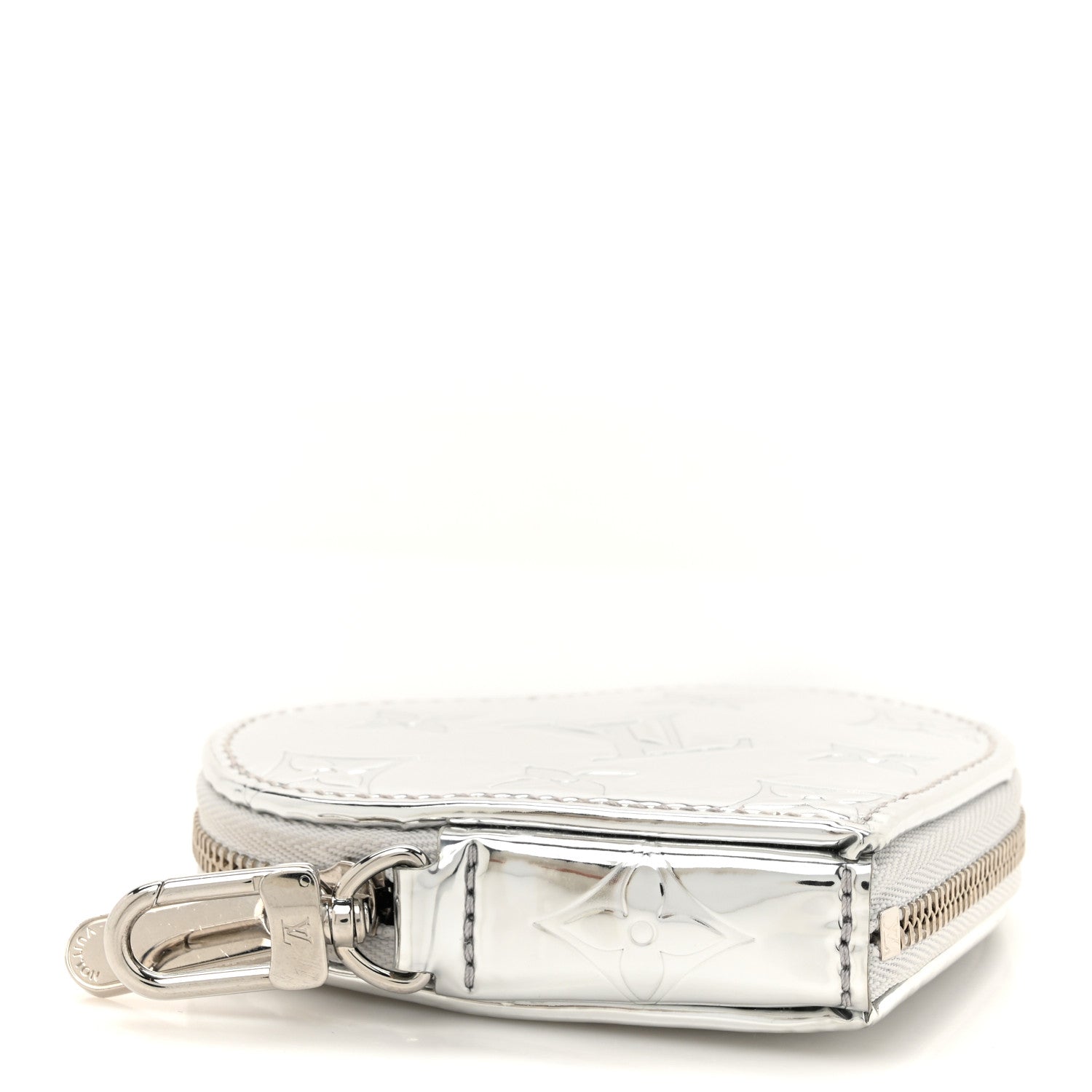 Monogram Mirror Heart Coin Purse Silver