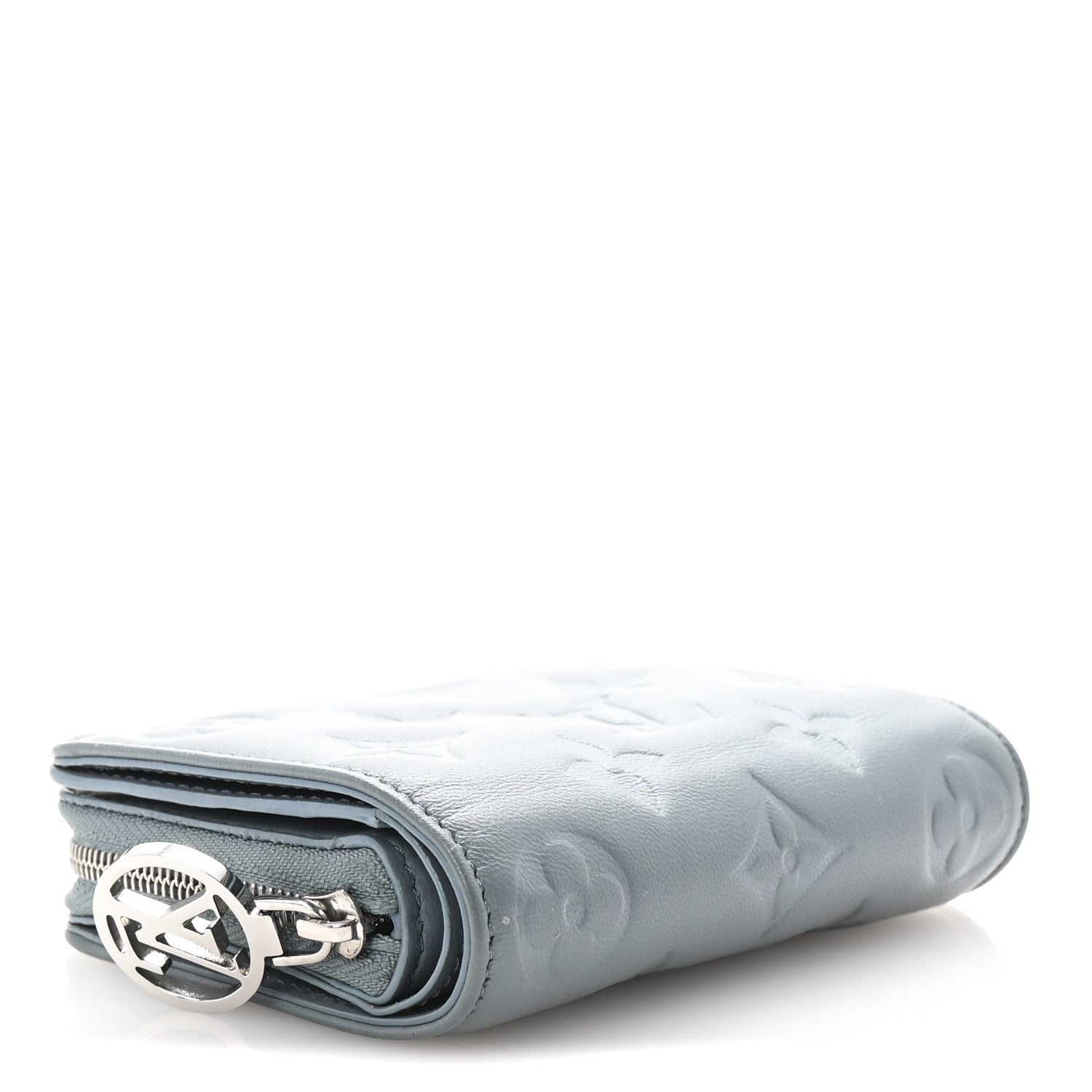 Lambskin Embossed Monogram Lou Coussin Wallet Blue Glacier