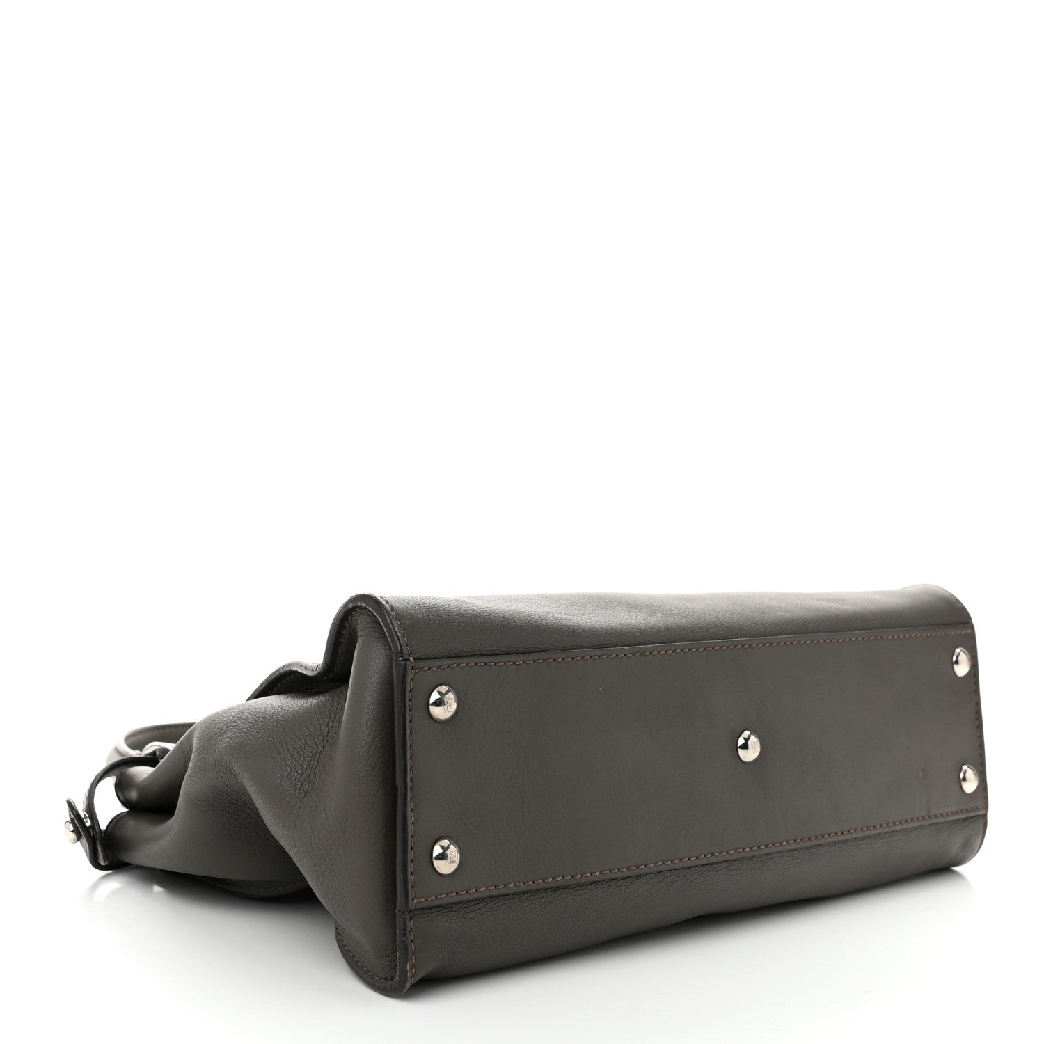 Vitello Seta Shiny Nappa Medium Peekaboo Iconic Satchel Carbone Grigio Polvere