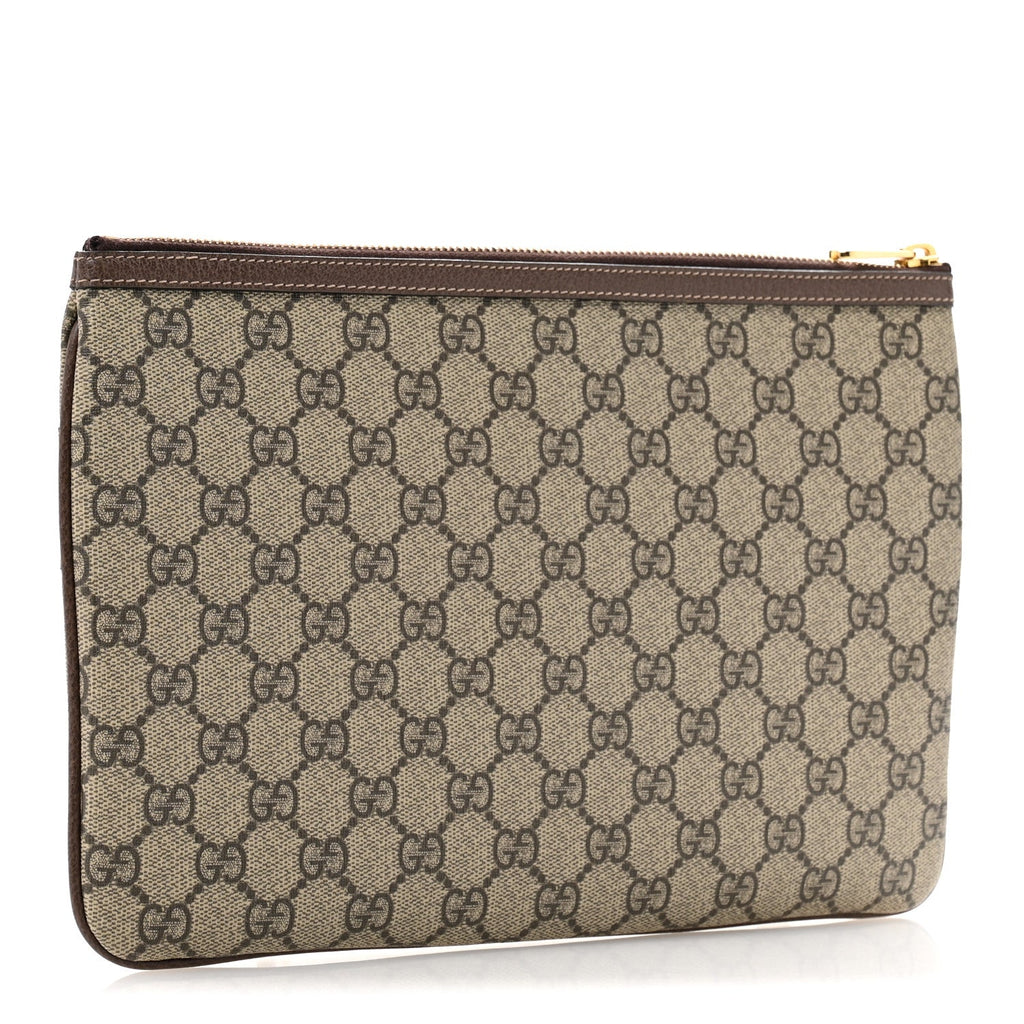 GG Supreme Monogram Large Ophidia Pouch Clutch Brown