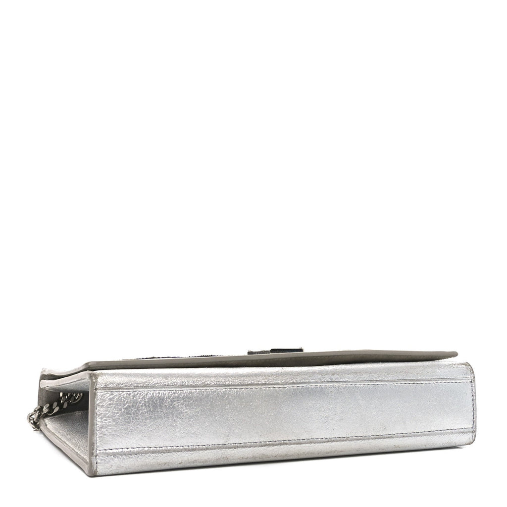 Metallic Lambskin Medium Cloud Star Monogram Kate Satchel Argento